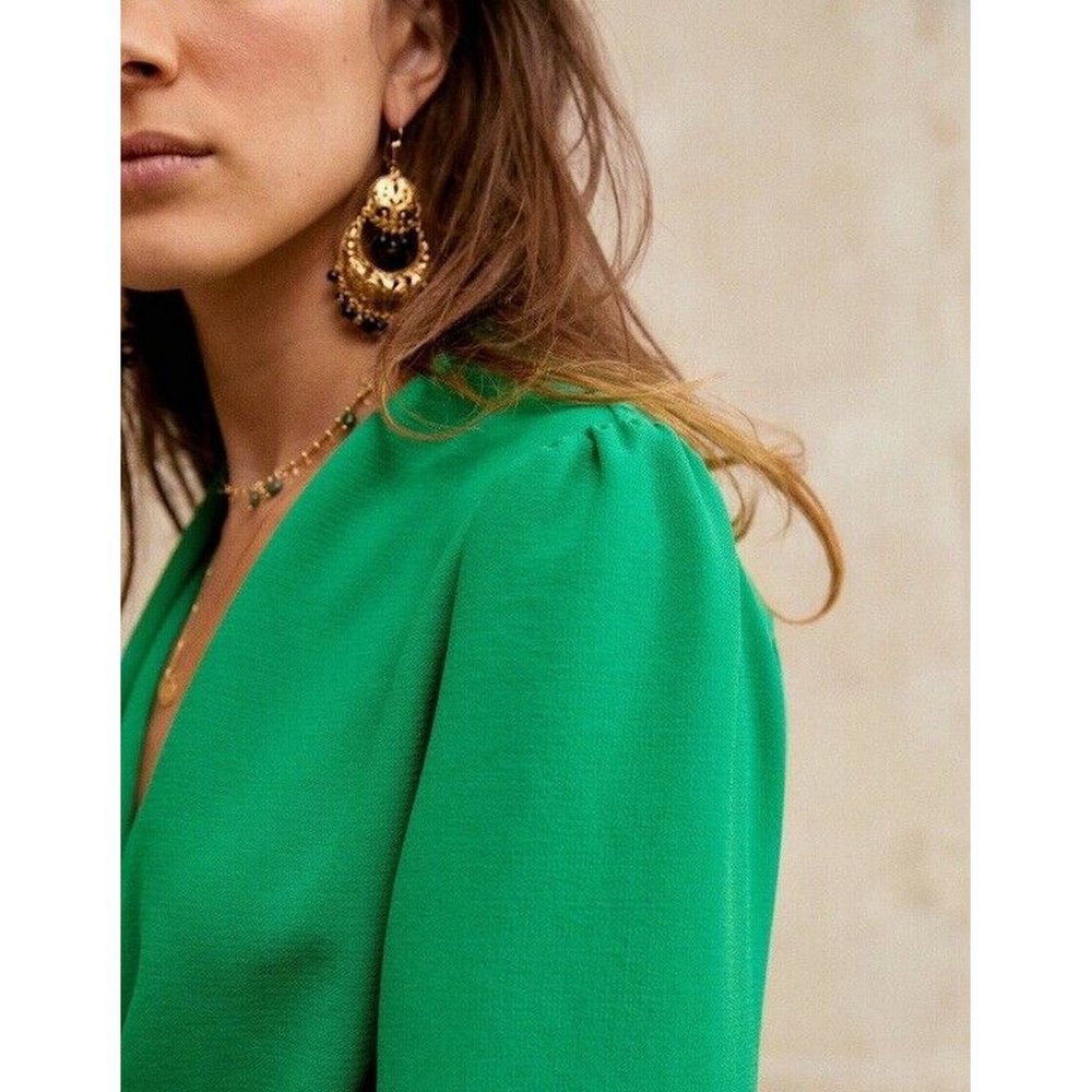 💚 NEW Sezane Abelia Blouse in Green Flash size US 12 / Euro 44 - Picture 4 of 10